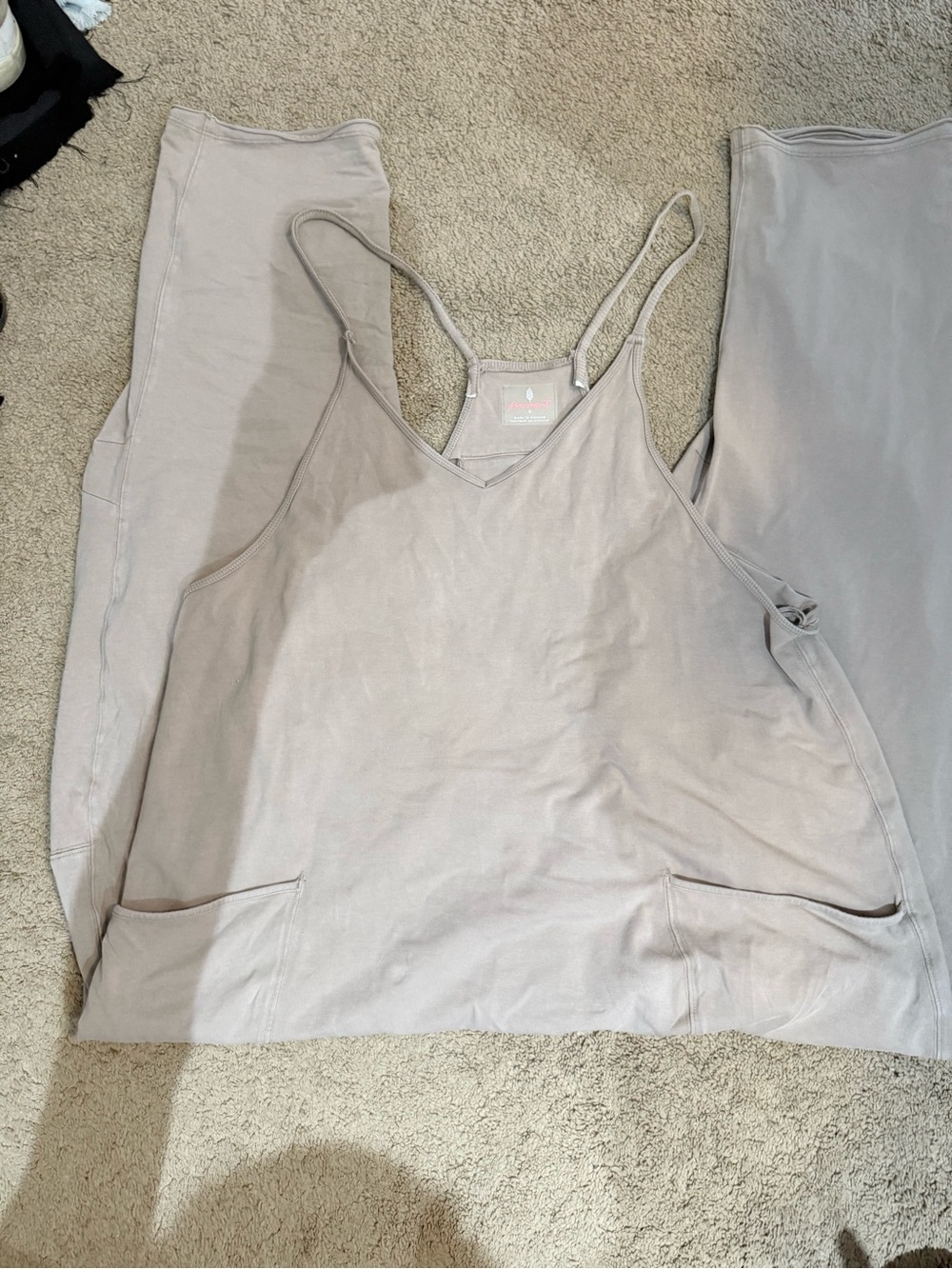 Free People Light Taupe Strappy Jumpsuit